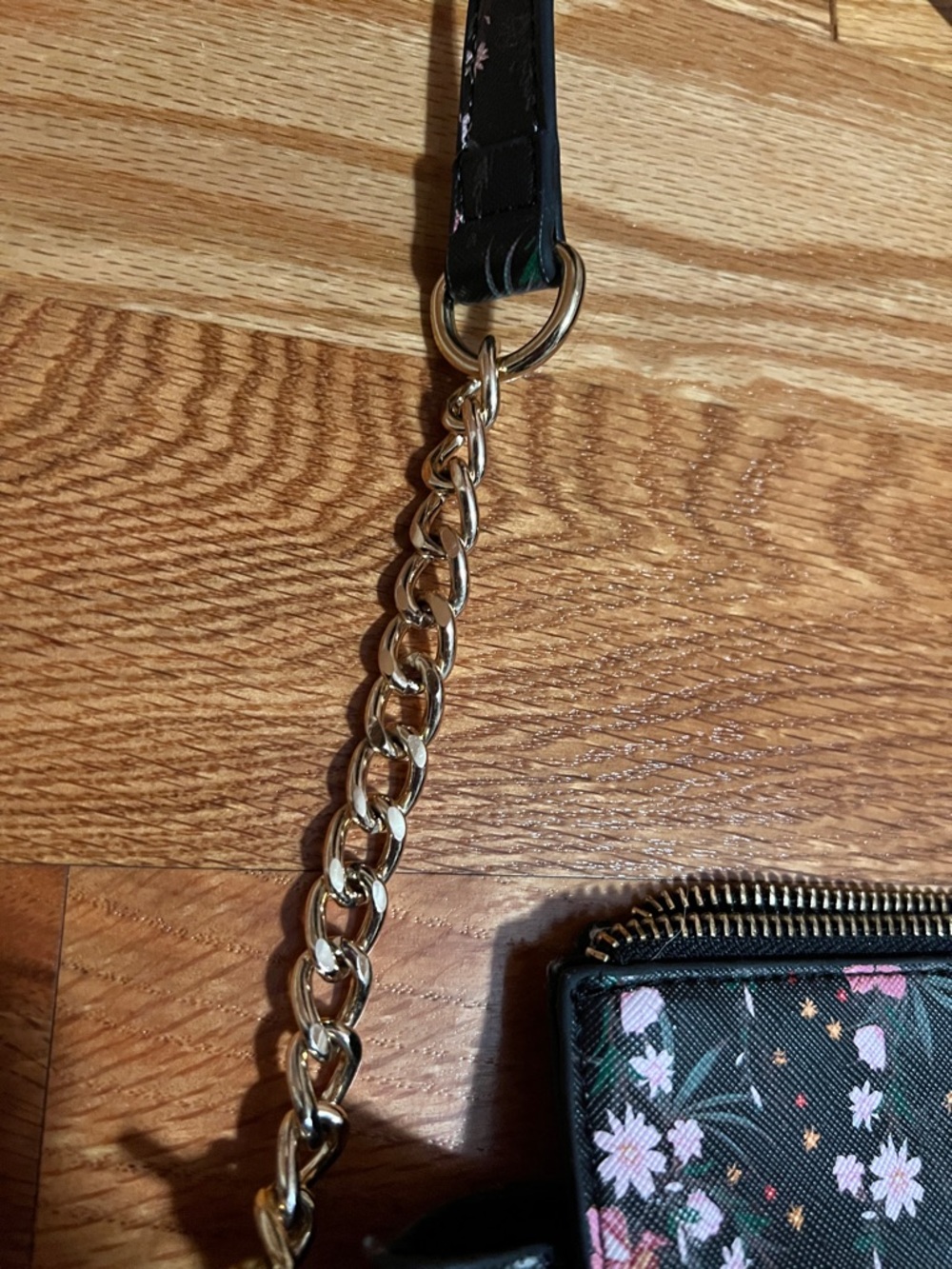 Steve Madden Black Floral Crossbody with Pink Accents - Picture 4 of 8